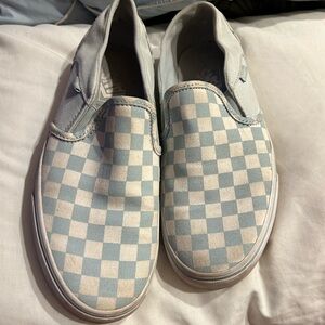 Vans Blue and White Checkered Slip-On Shoes